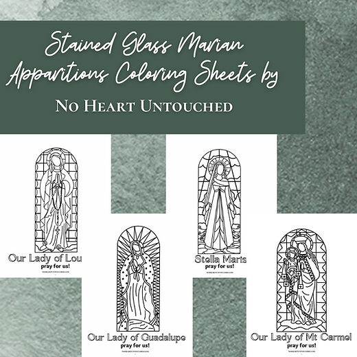 Marian inspired stained glass coloring sheets digital download no heart untouched