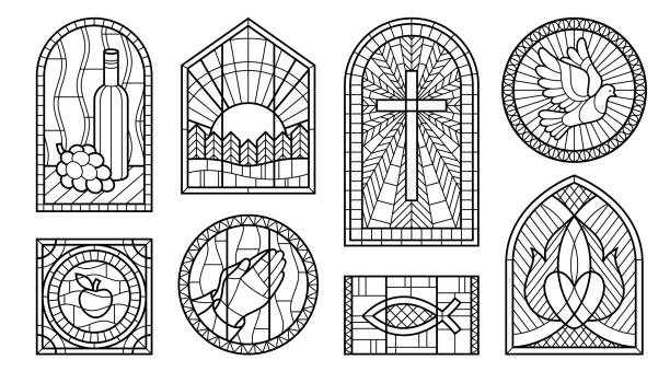 Catholic stained glass stock illustrations royalty