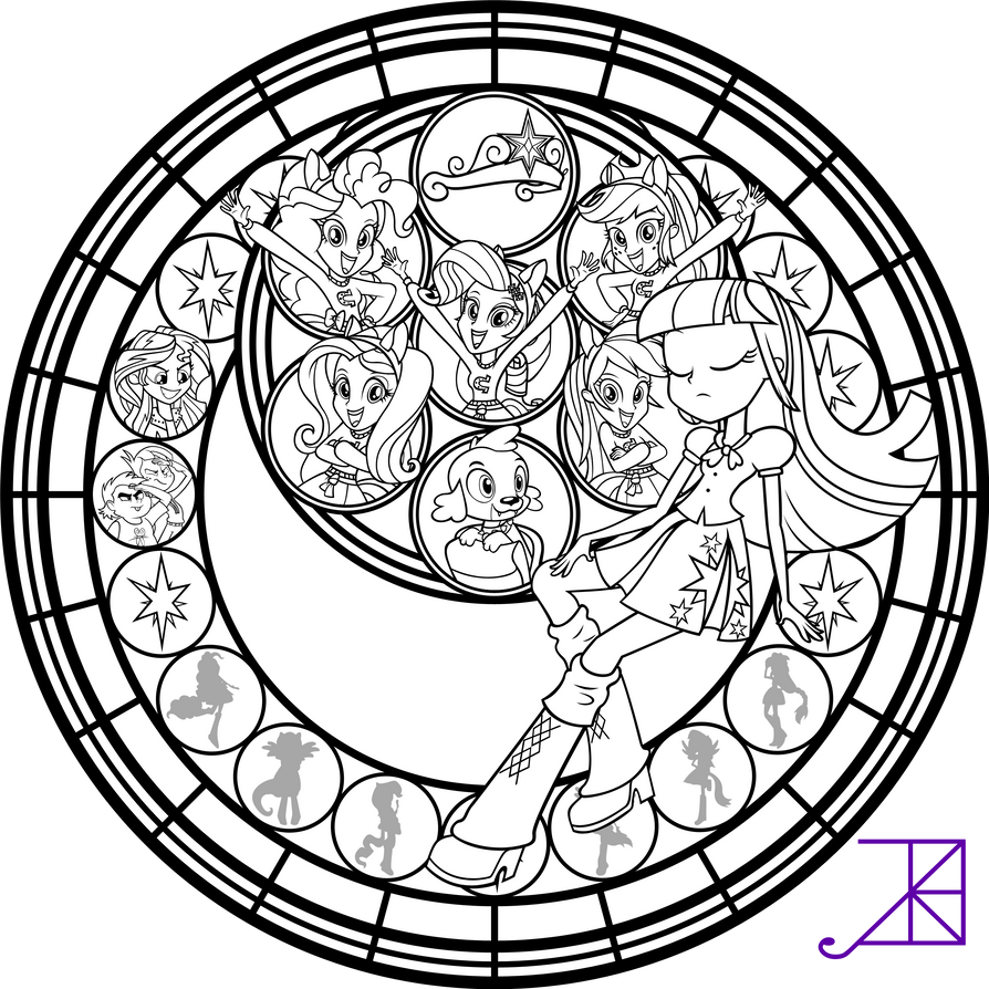 Equestria girls stained glass coloring page by akili