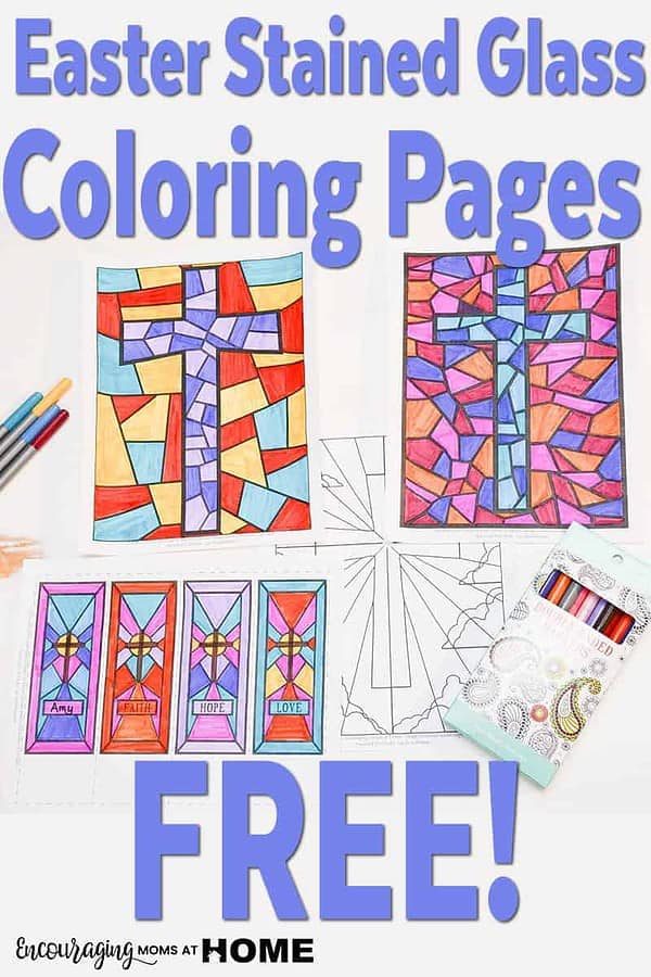 Free stained glass coloring pages and bookmarks for easter