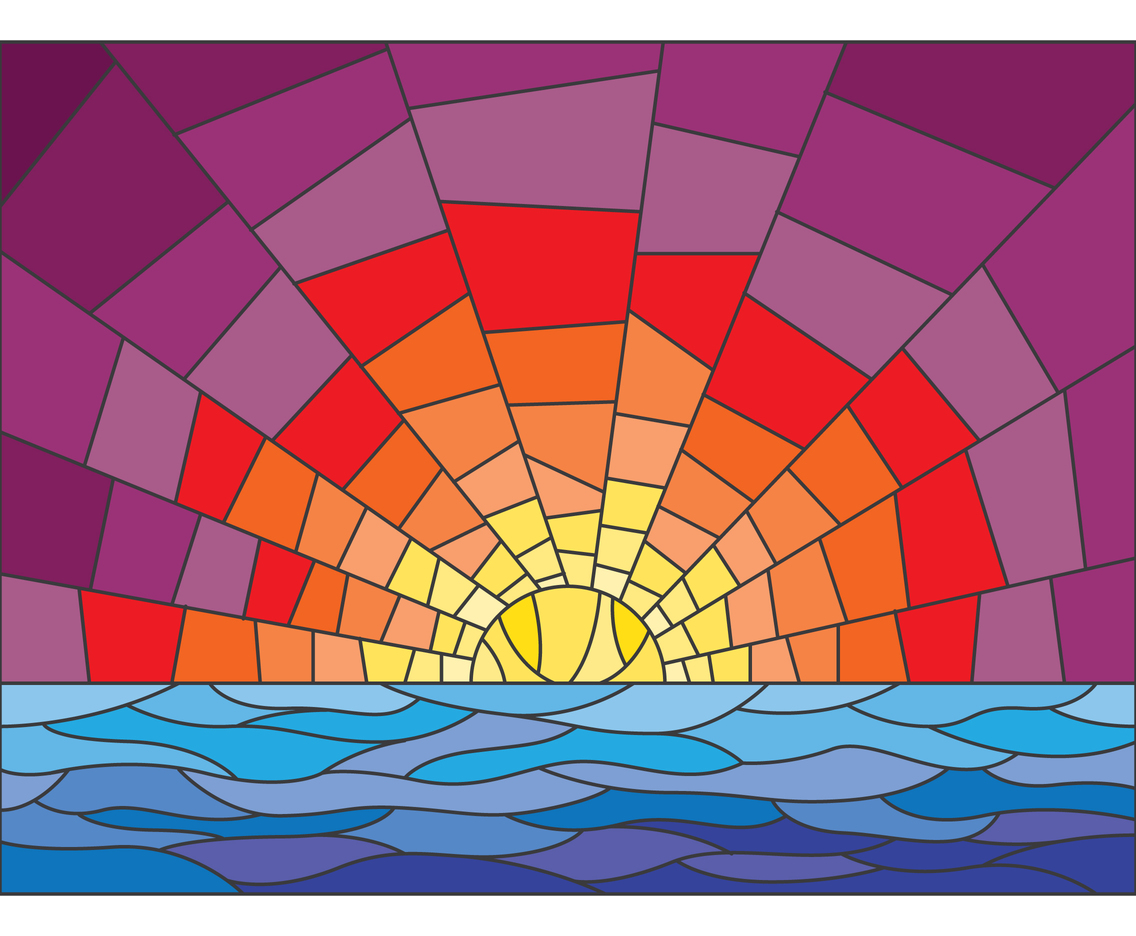 Sunset stained glass illustration vector art graphics