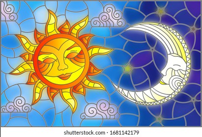 Sunset stained glass illustration vector art graphics