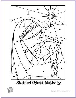 Stained glass nativity color