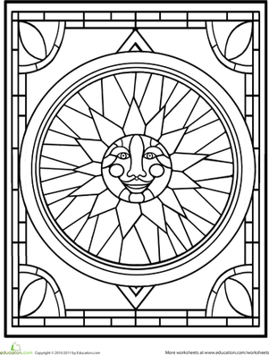 Stained glass window worksheet education stained glass patterns free abstract coloring pages stained glass designs