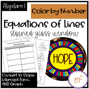 Equations of lines stained glass window color by number by mandys math world