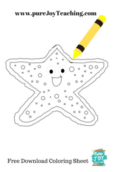 Starfish coloring sheet happy face starfish by pure joy teaching