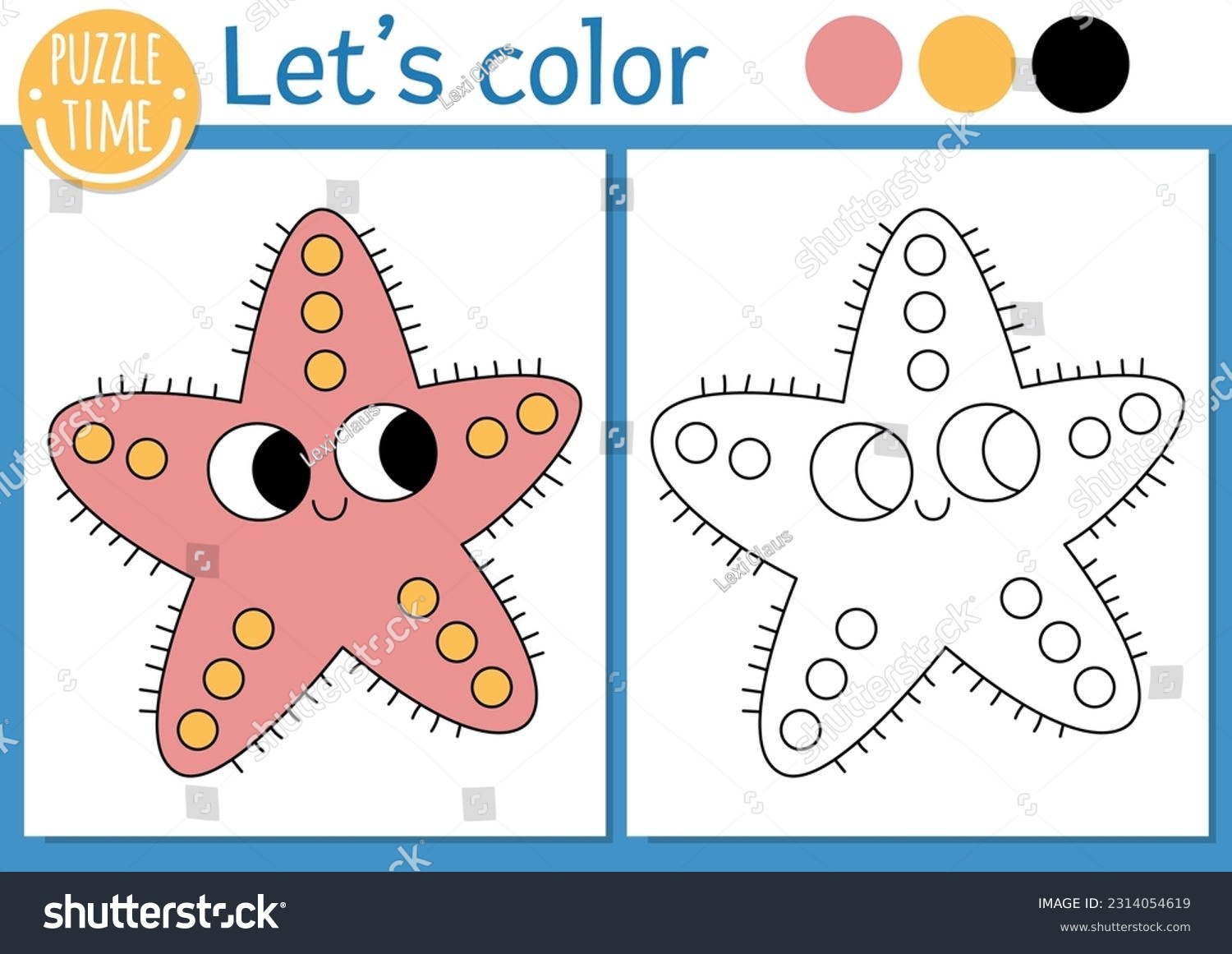 Under sea coloring page children starfish stock vector royalty free