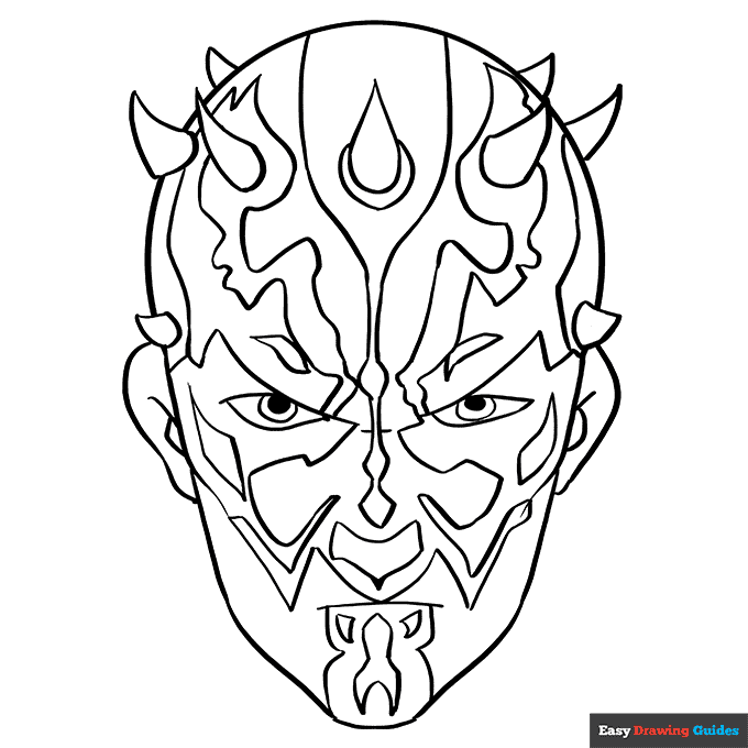 Darth maul from star wars coloring page easy drawing guides