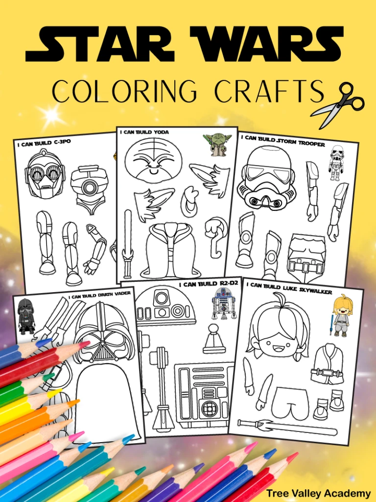 Star wars coloring pages paper crafts