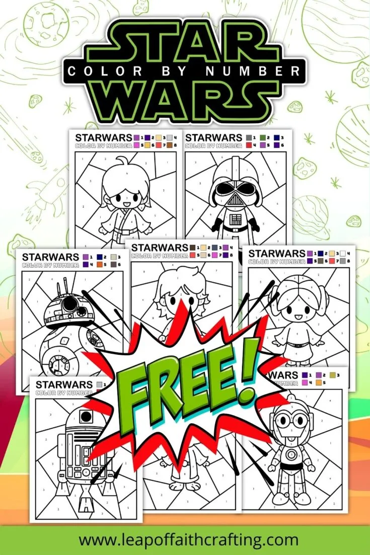 Free star wars color by number pages
