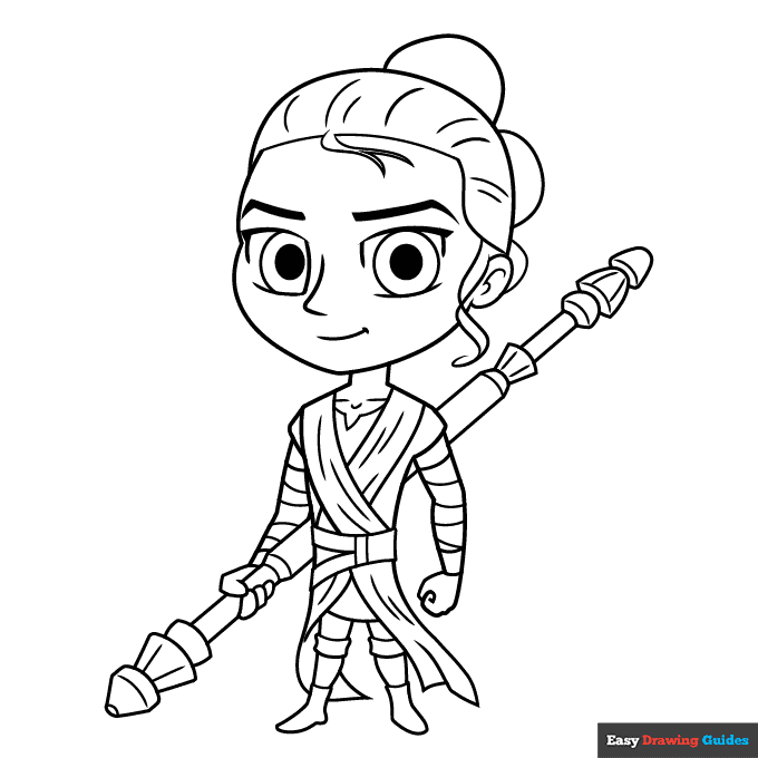 Chibi rey from star wars coloring page easy drawing guides
