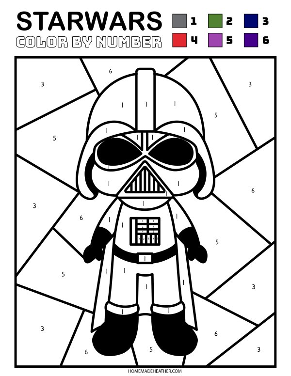 Free star wars color by number printables homemade heather