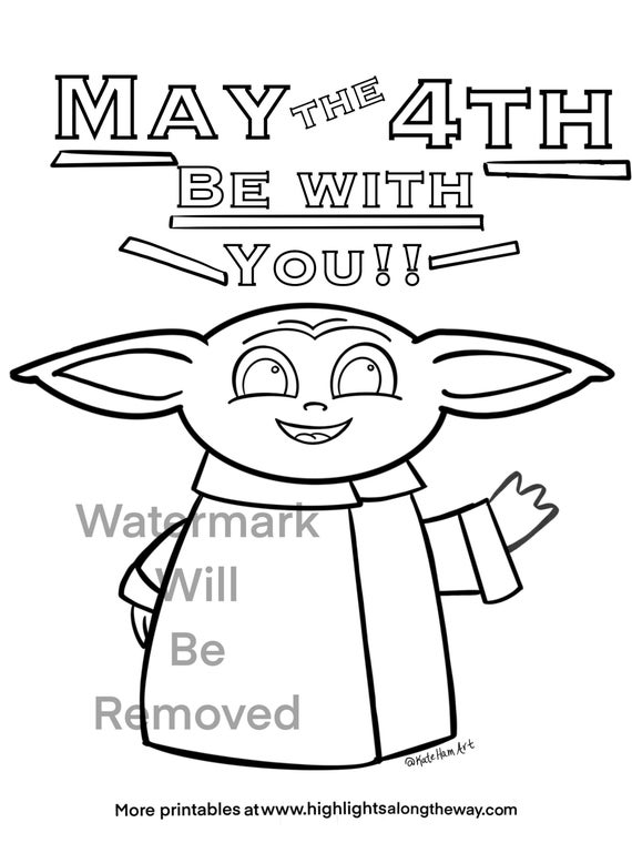 May the th be with you baby yoda coloring sheet instant download printable homeschool teacher star wars day curriculum