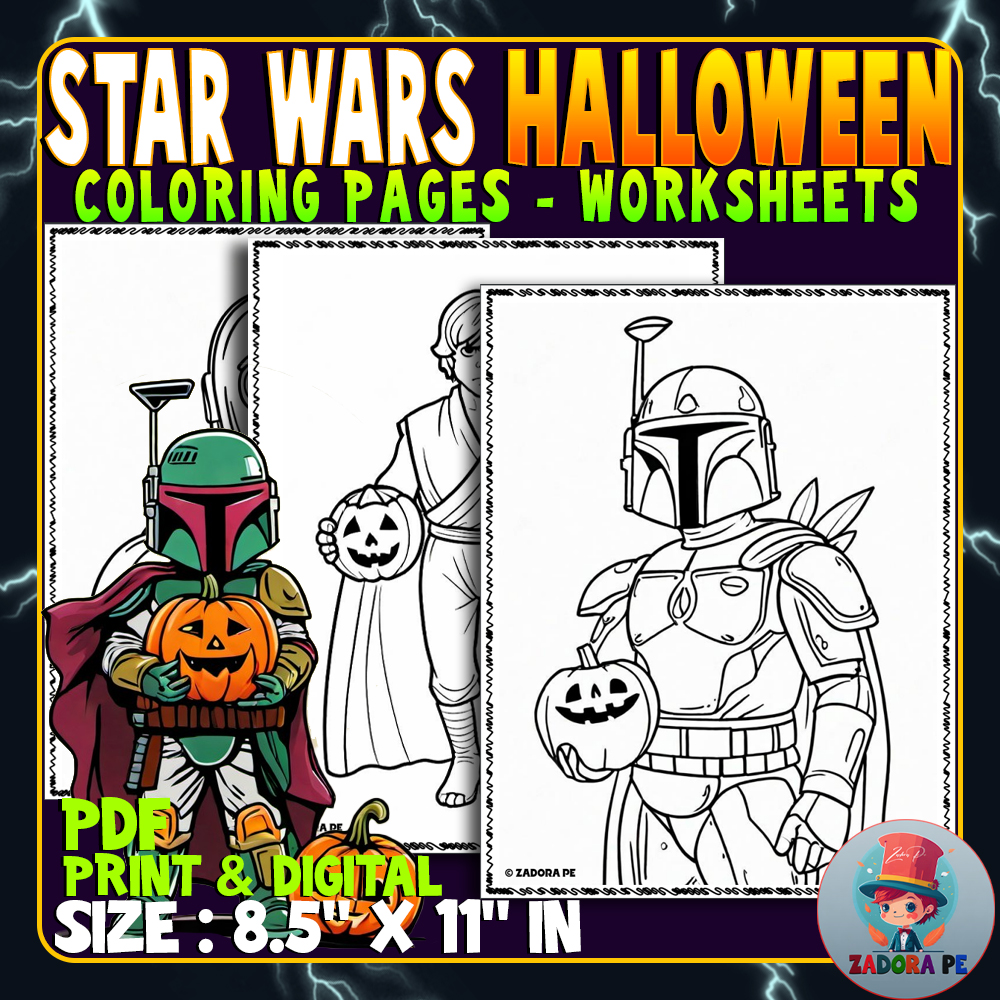 Halloween coloring pages star wars themed activities autumn fall worksheet made by teachers