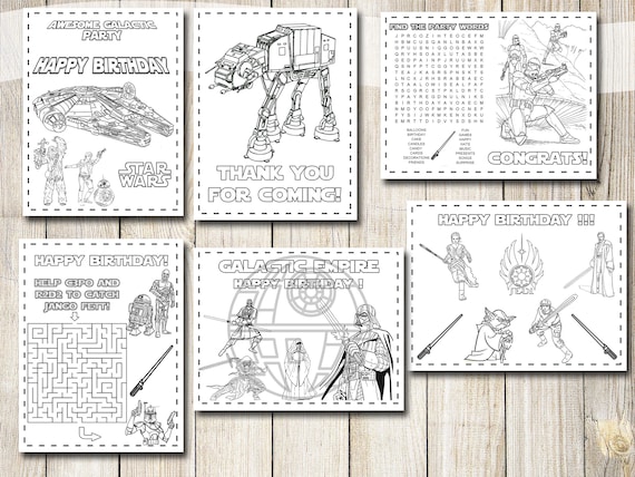 Star wars coloring pages instant download star wars party favors star wars birthday party favor star wars coloring book download now