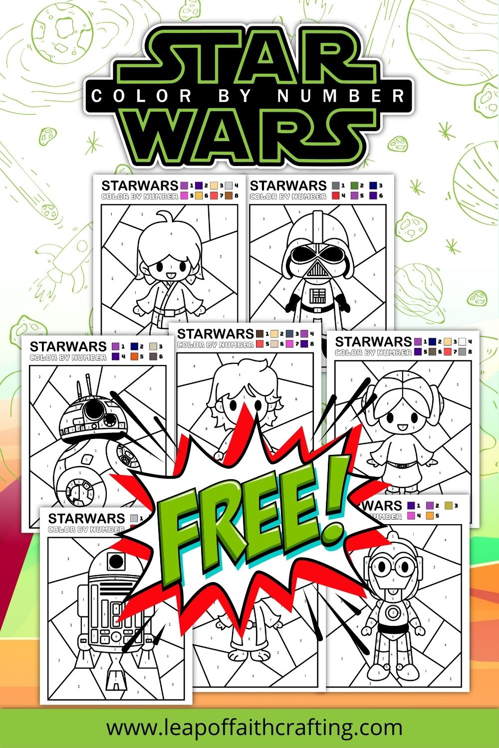 Free star wars color by number pages