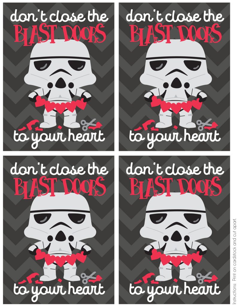 Printable star wars valentines day cards