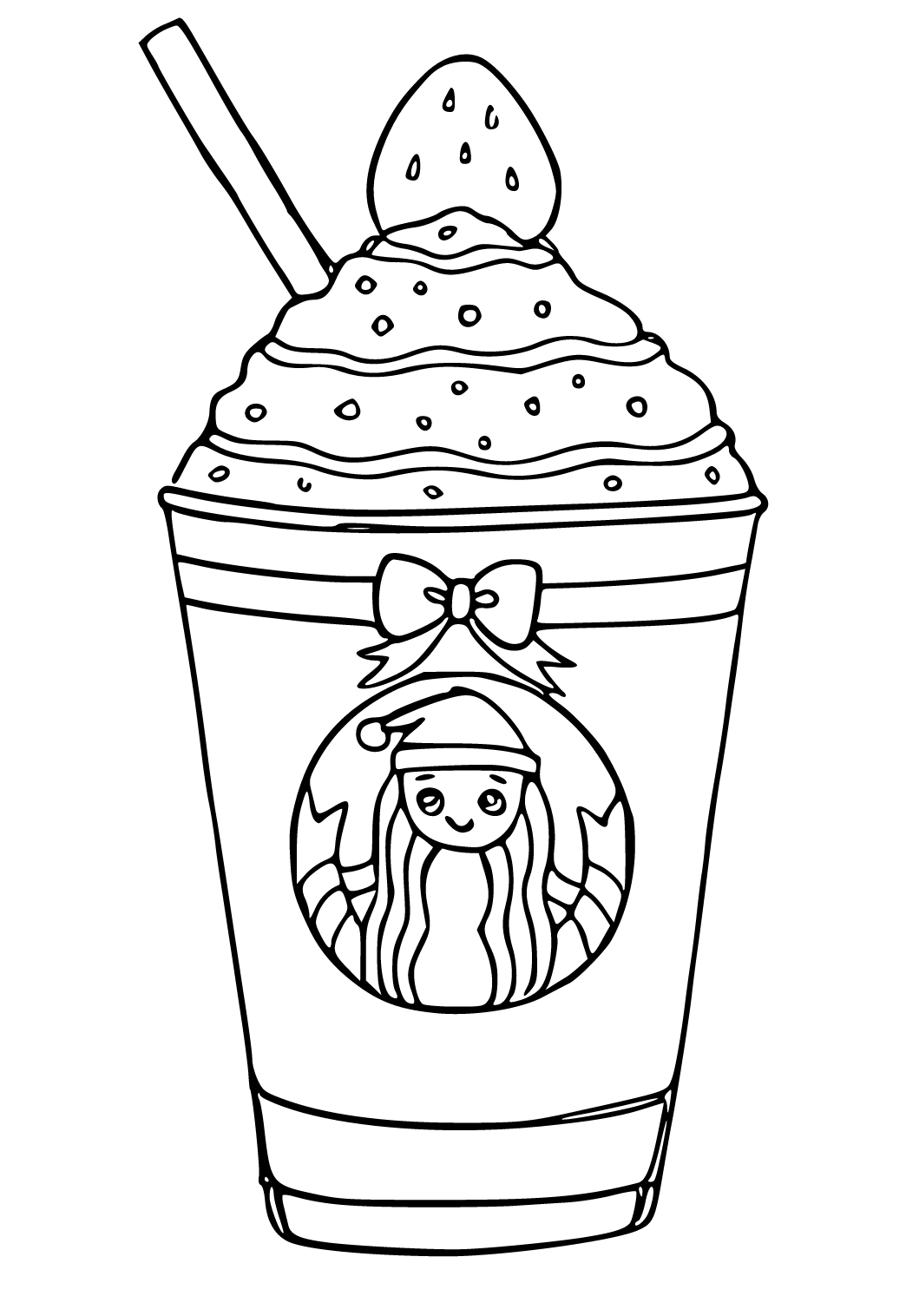 Free printable starbucks strawberry coloring page for adults and kids