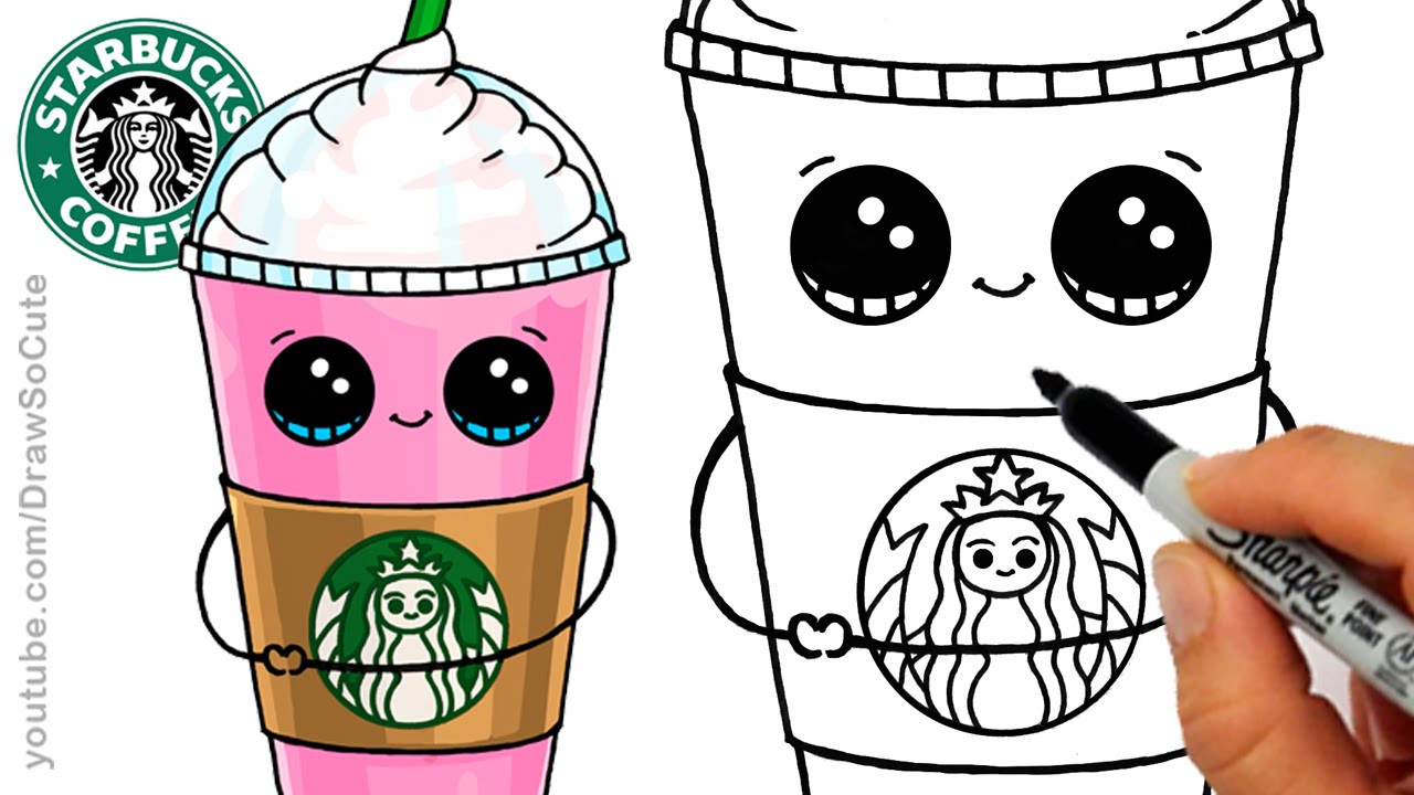 How to draw a starbucks frappuccino cute cartoon drink