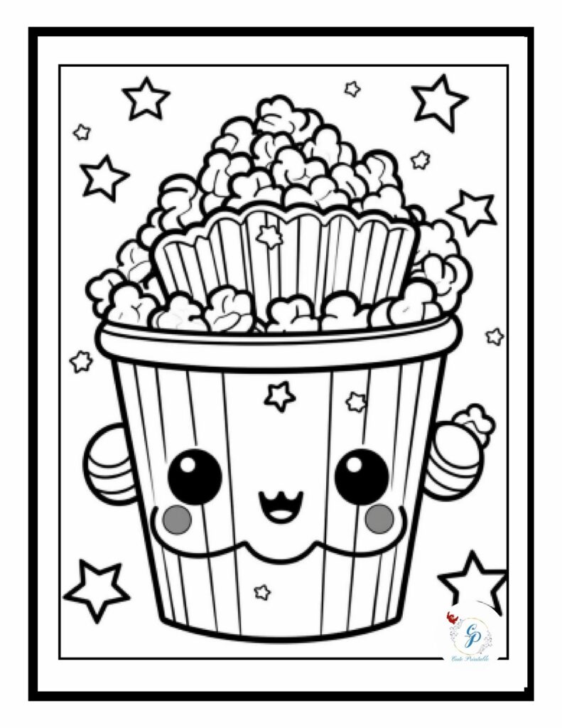 Free cute kawaii food coloring pages for kids adults cute printable