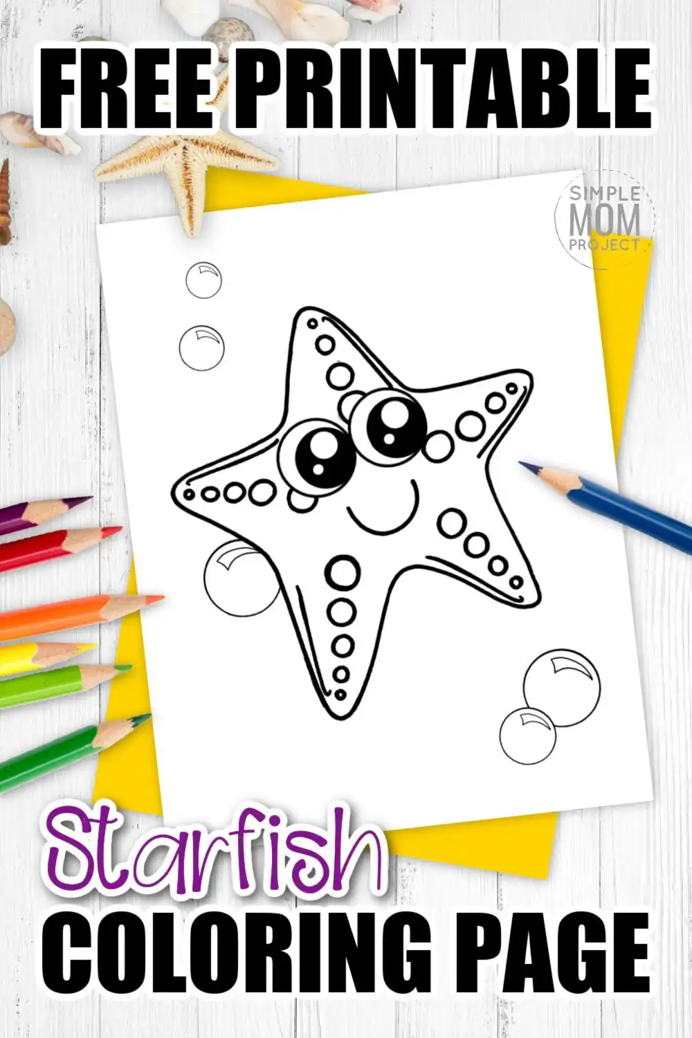 Free printable starfish coloring page â simple mom project