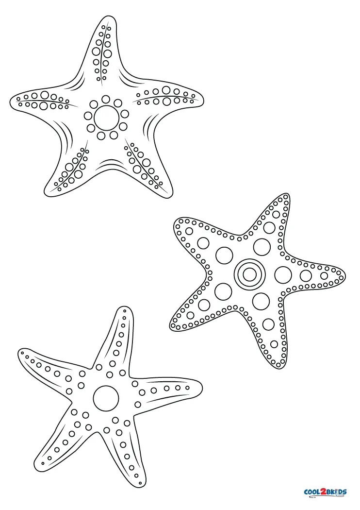 Printable starfish coloring pages for kids