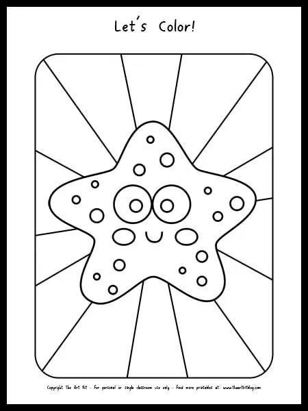 Cute starfish coloring page free printable download â the art kit