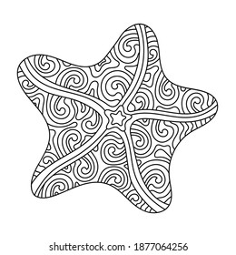 Starfish coloring book adults raster illustration stock illustration