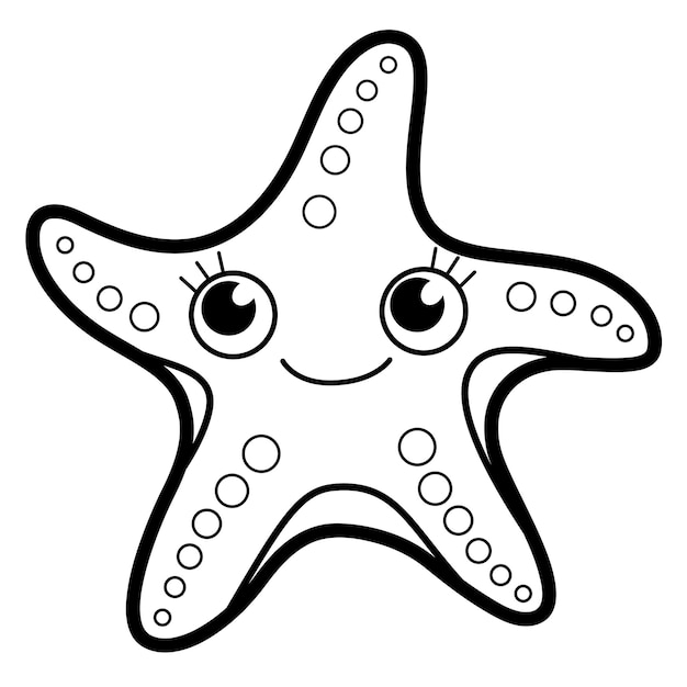 Premium vector coloring book or page for kids black and white starfish