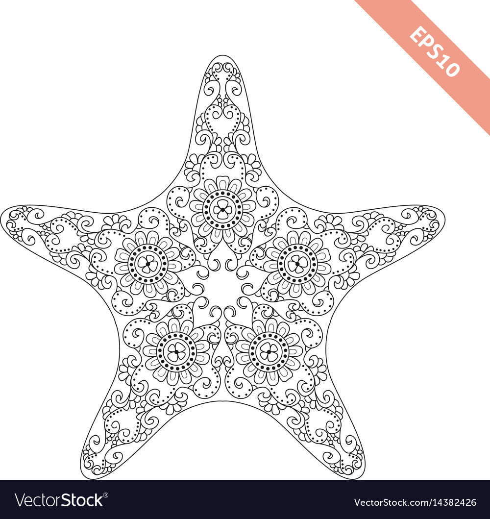 Cartoon starfish with ornament royalty free vector image