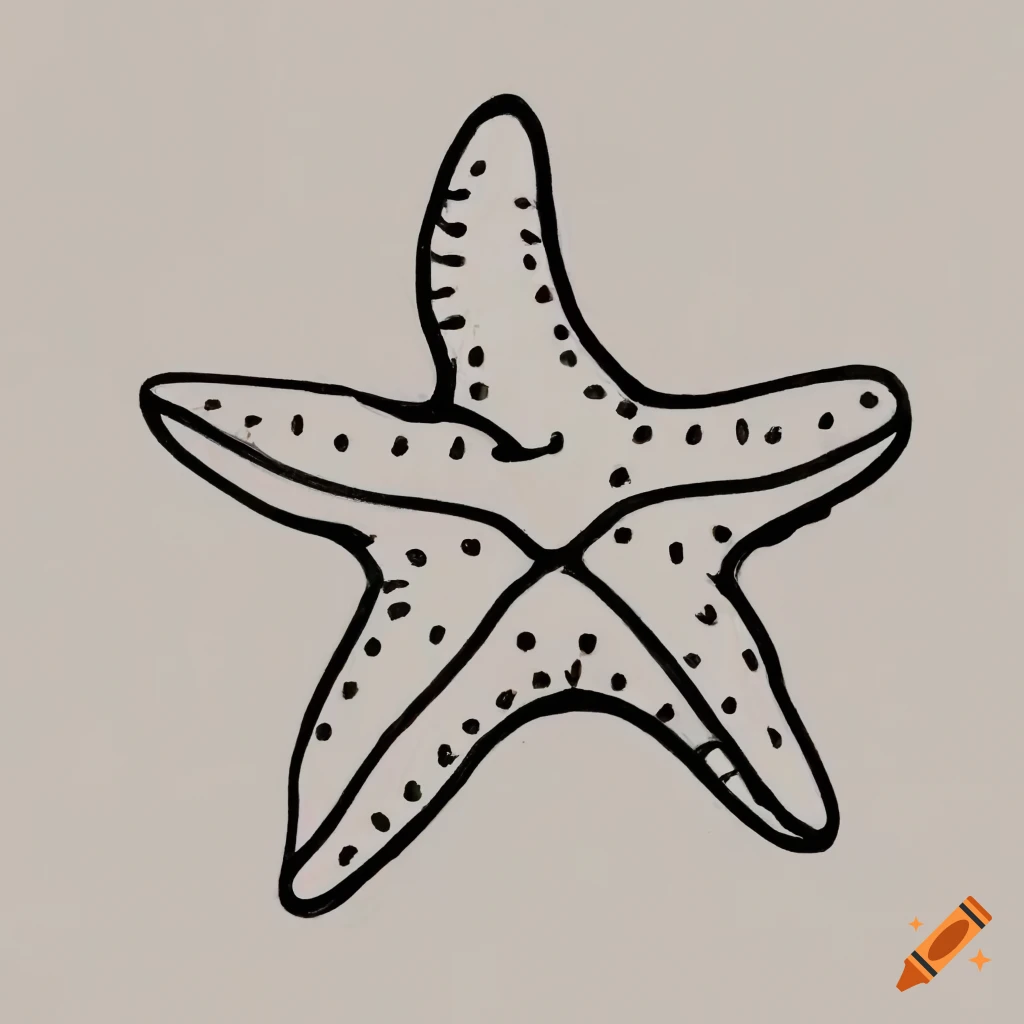Minimalist drawing of a starfish on