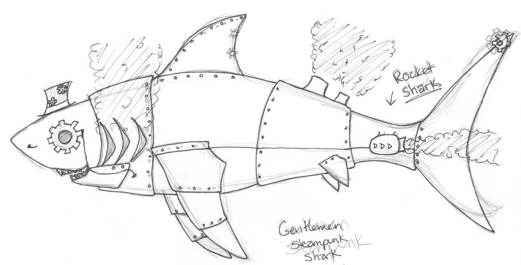 Steampunk shark by detectivebenson on