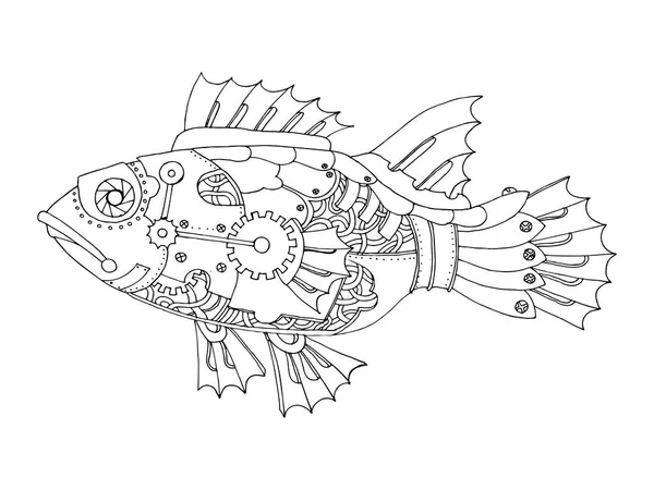 Steam punk style shark coloring book vector stock vector by alexanderpokusay