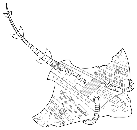 Steampunk stingray coloring page free printable coloring pages