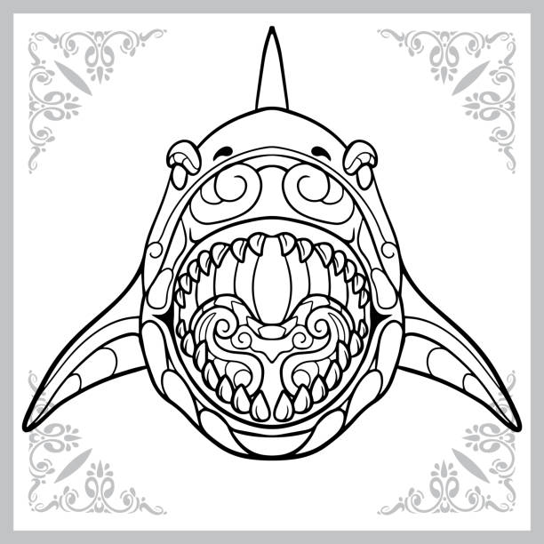 Background of a tribal shark tattoo stock illustrations royalty