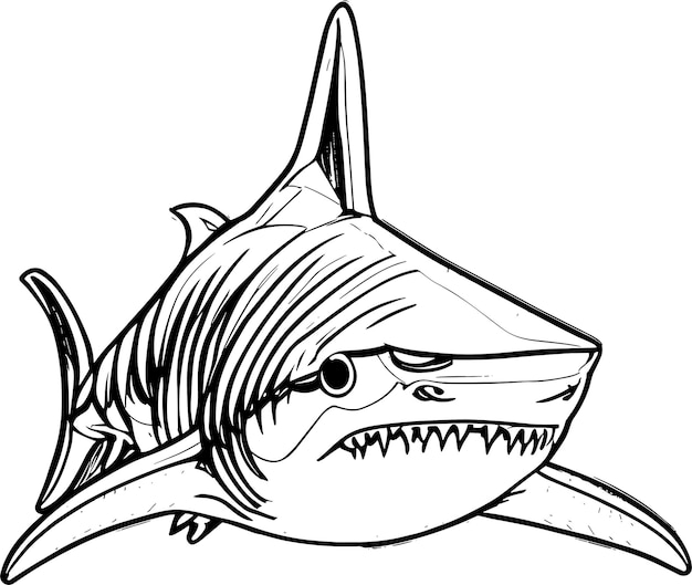 Premium vector dive into the depths hammerhead shark coloring pages and oceanic wonders