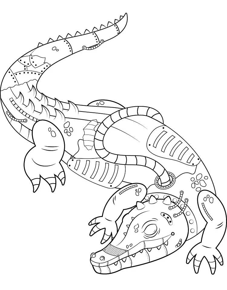 Steampunk shark coloring page