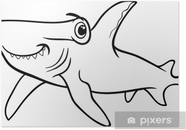 Poster hammerhead shark coloring book