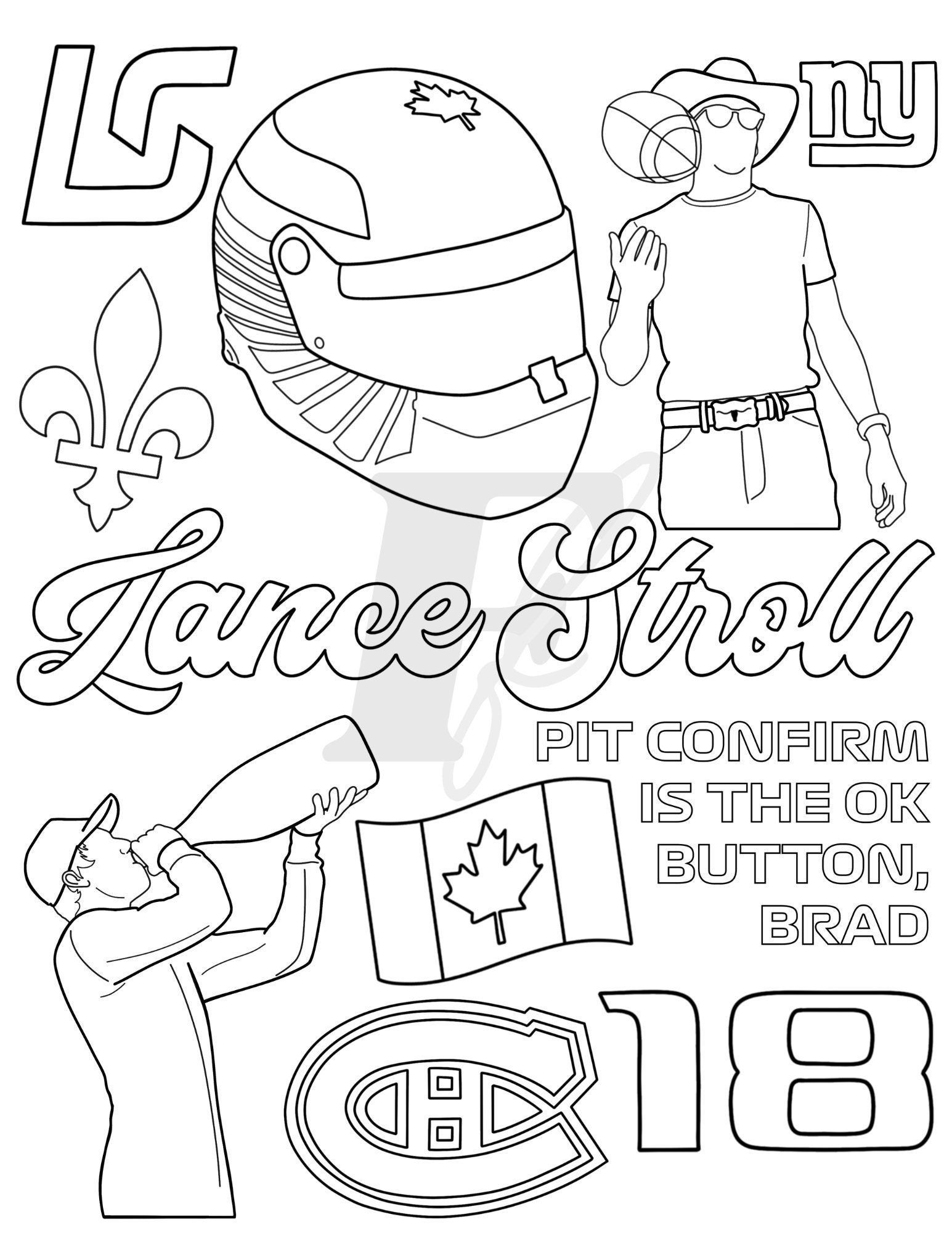 Lance stroll formula colouring sheet f driver coloring sheet collection instant download