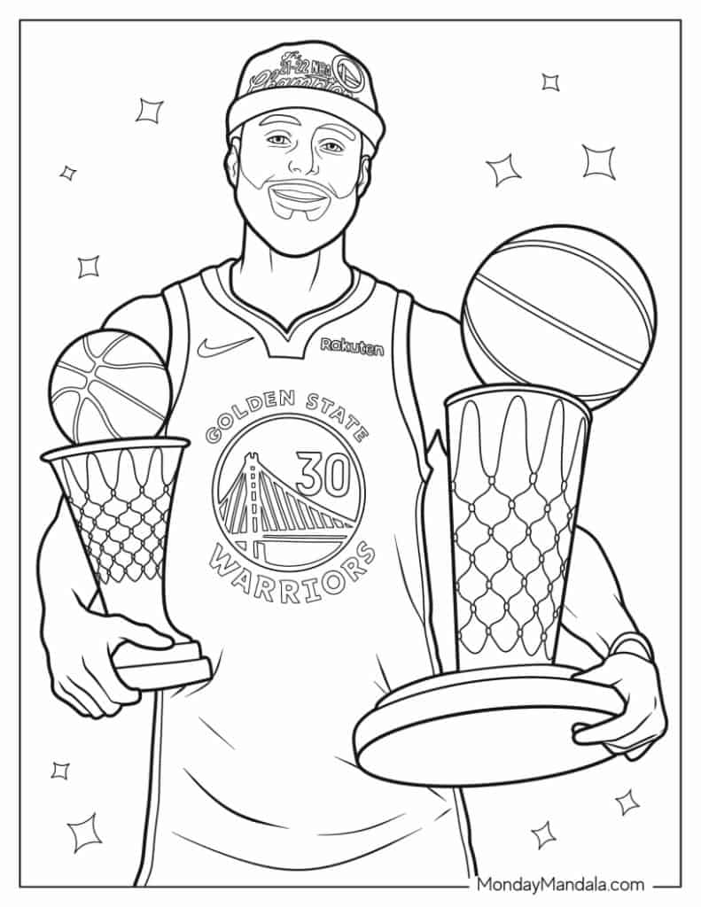 Steph curry coloring pages free pdf printables
