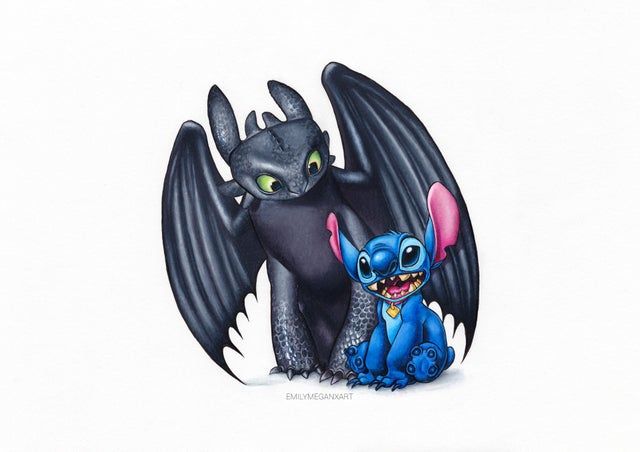 Stitch and toothless by emily young