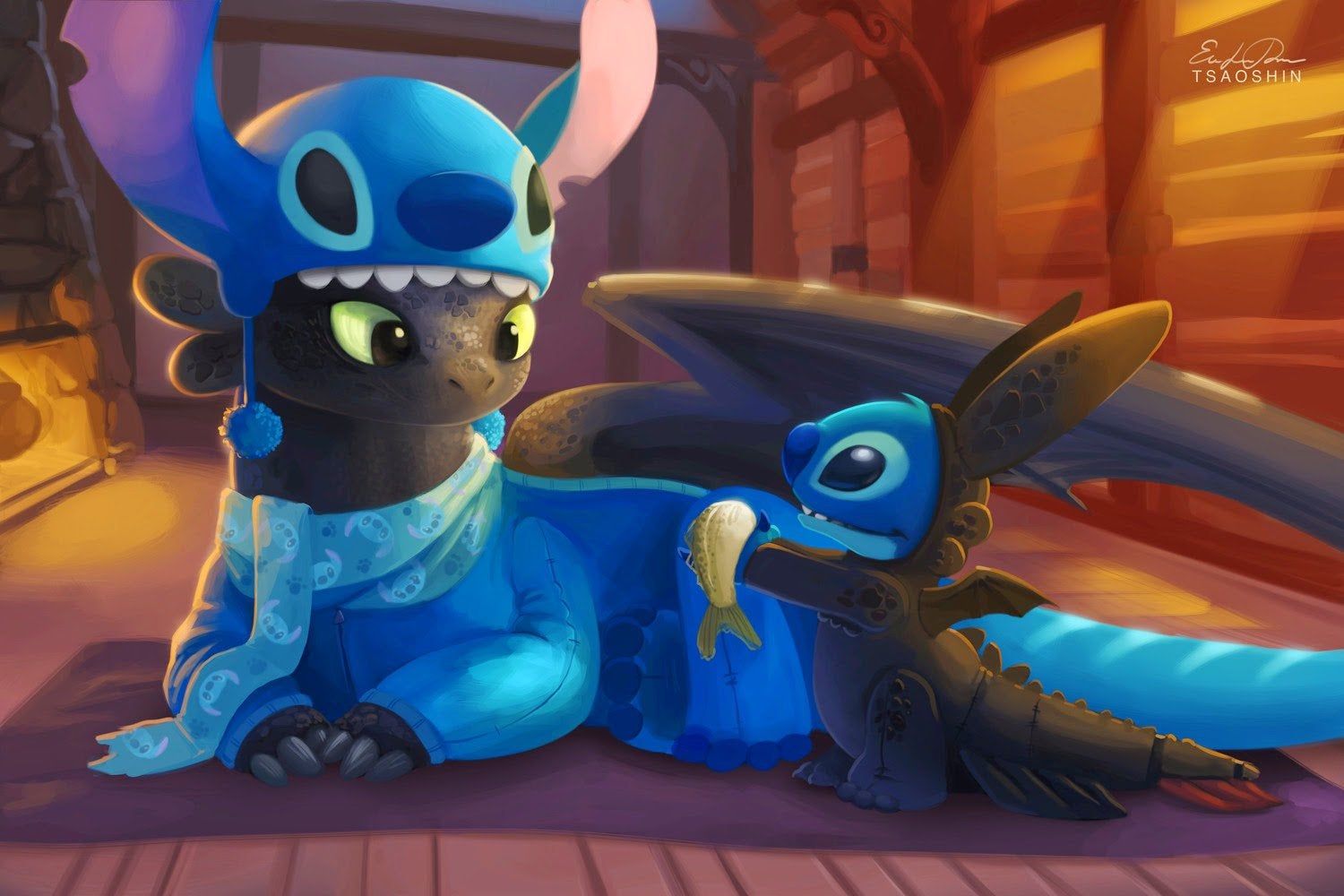 Toothless and stitch wallpapers