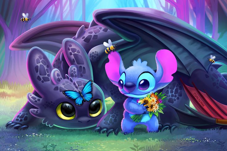 Spring toothless and stitch by tsaoshin on deviantart toothless and stitch diamond painting lilo and stitch drawings