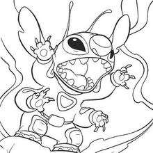 Stitch the little blue alian coloring pages
