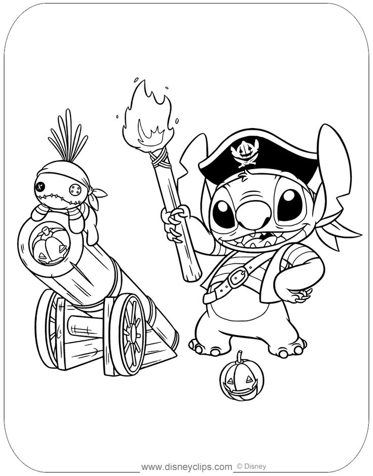 Stitch as a pirate stitch coloring pages disney coloring pages halloween coloring pages