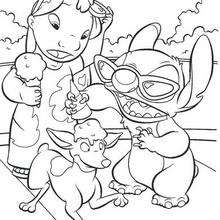Lilo and stitch eating an ice cream coloring pages
