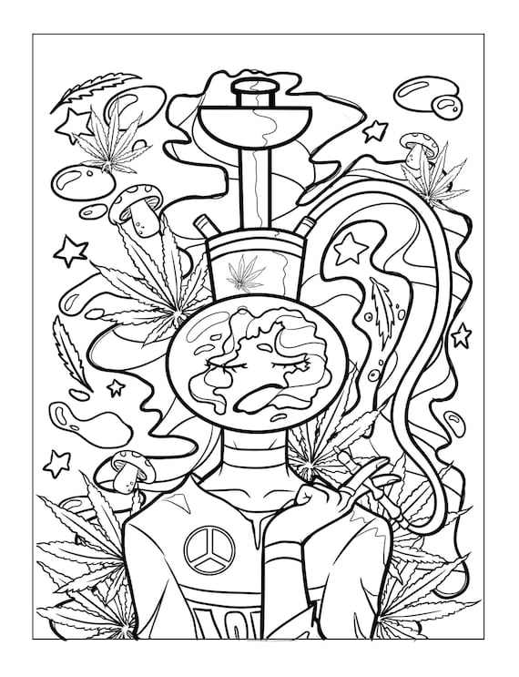 Printable trippy stoner coloring pages instant download perfect for adults who love to get creative