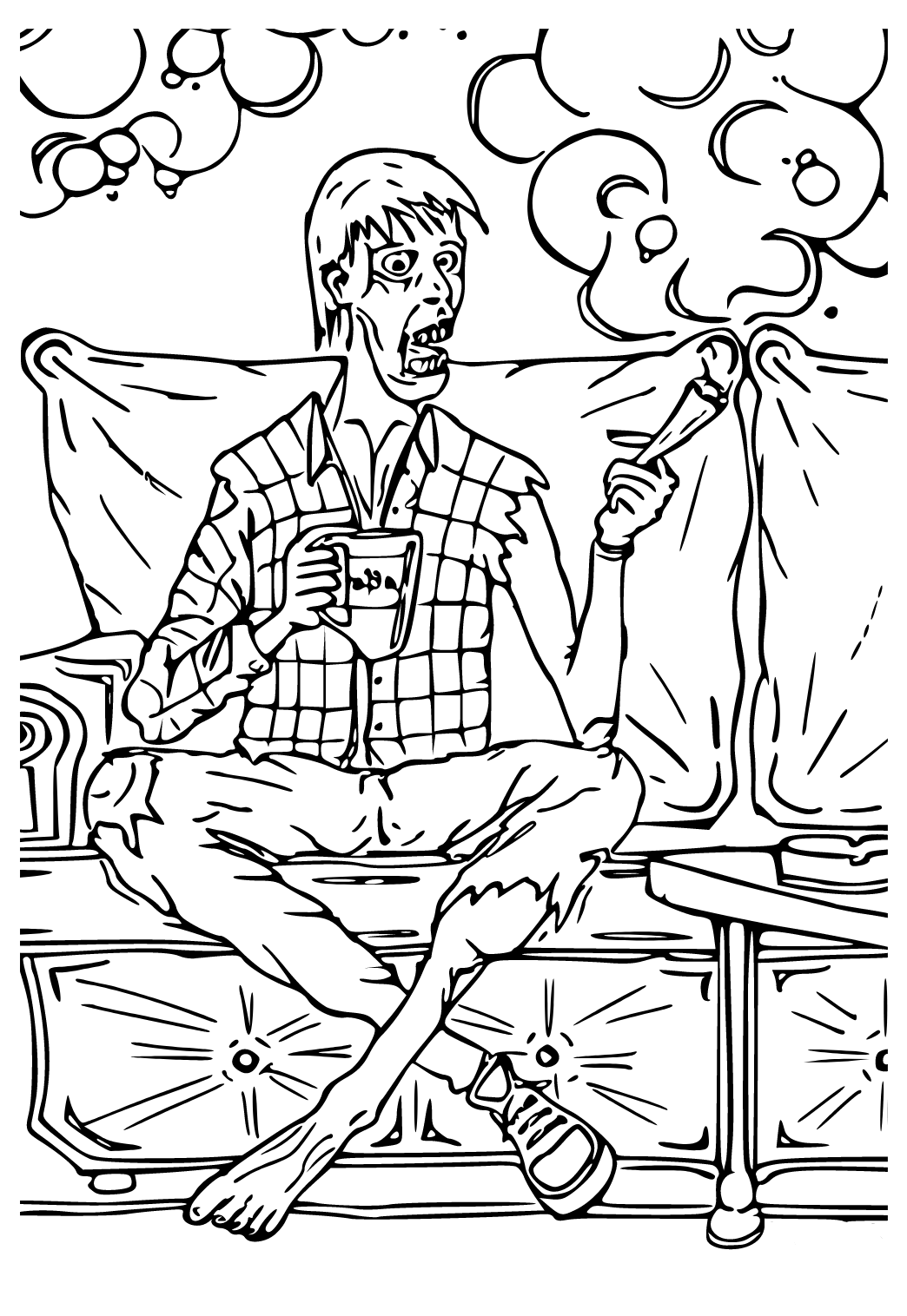 Free printable stoner sofa coloring page for adults and kids