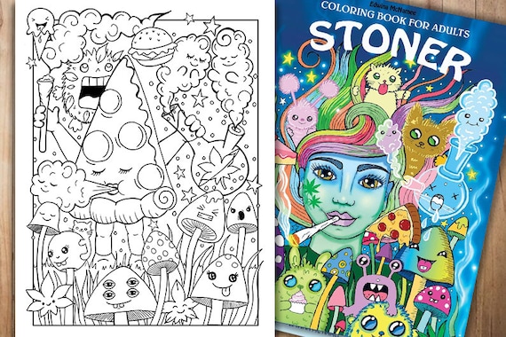 Stoner coloring page colouring page for adults stoner coloring book for adults weed stuff adult coloring book stoner gift marijuana art