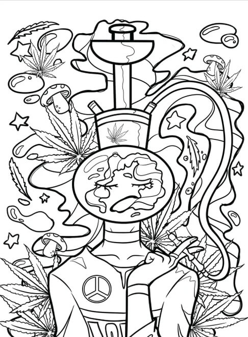 Trippy stoner coloring page